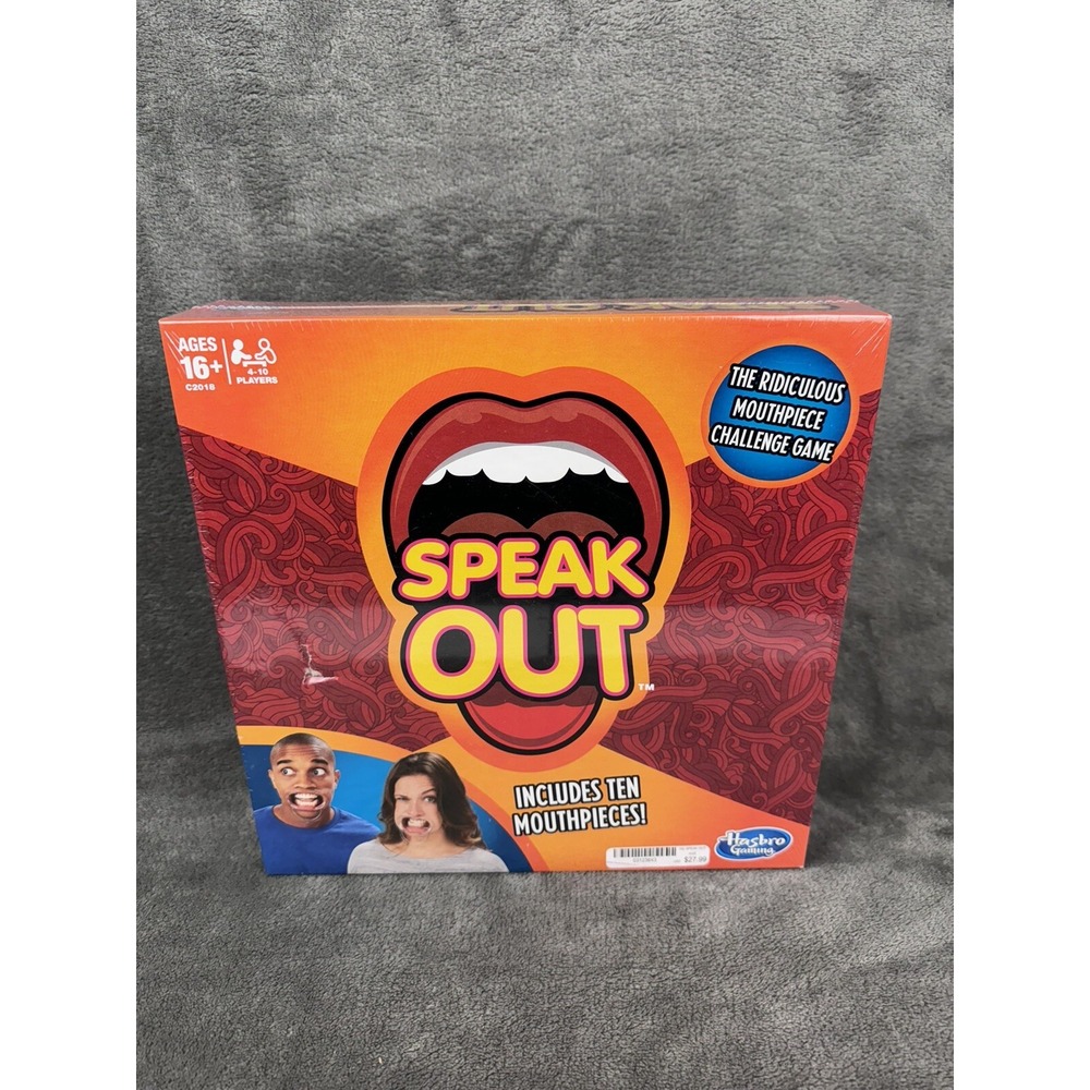 New Hasbro Speak Out Game‎ with 10 Mouthpieces Factory Sealed Family Game